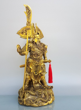 黄铜九龙关公精工武财神