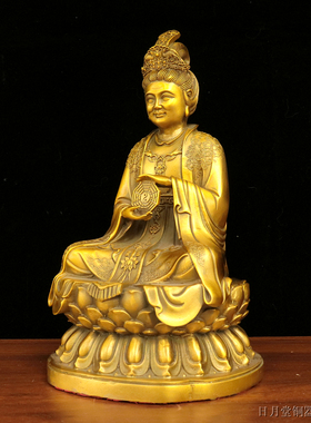 纯黄铜无生老母家用供奉神像摆件