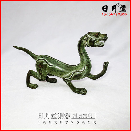 包邮纯黄铜白虎铜老虎仿古青铜四大神兽家居中式客厅桌面摆件 - 图0