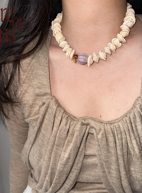 VITREQYOUS  「海的女儿」天然海水贝壳海螺个性大气原创首饰项链