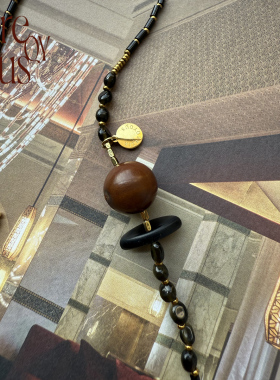 VITREQYOUS ins风简约大气黑曜石黑金菩提牛角原创手工串珠饰品