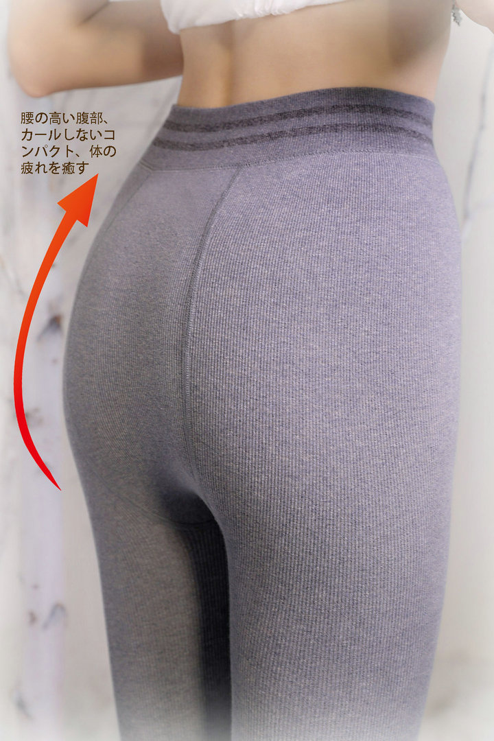 秋冬新品不透纯棉牛仔色系加厚打底裤袜棉磨毛竖条连袜裤女款袜子 - 图1