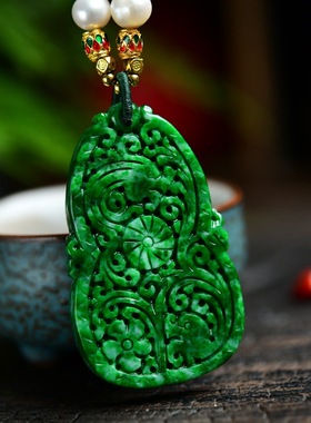 天然干青花青翡翠珍珠项链