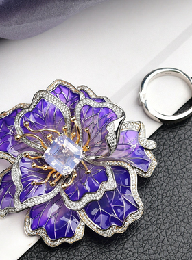 意大利工艺天然粉紫晶薰衣草紫水晶吊坠空窗珐琅烤漆工艺925银