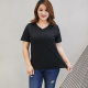 ເສື້ອຍືດຄໍຄໍ V-sleeve ສັ້ນຂອງແມ່ຍິງທີ່ມີຂະຫນາດໃຫຍ່ບໍລິສຸດ