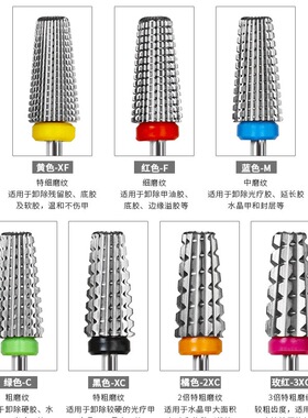 美甲钨钢磨头硬质合金钻头五合一交叉齿快速卸甲磨甲片台阶不抖动