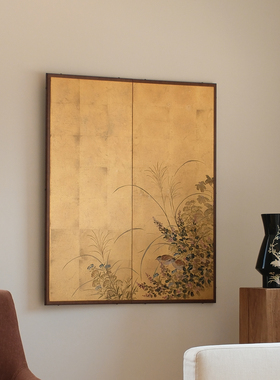 然物集定制手绘金箔折屏装饰画