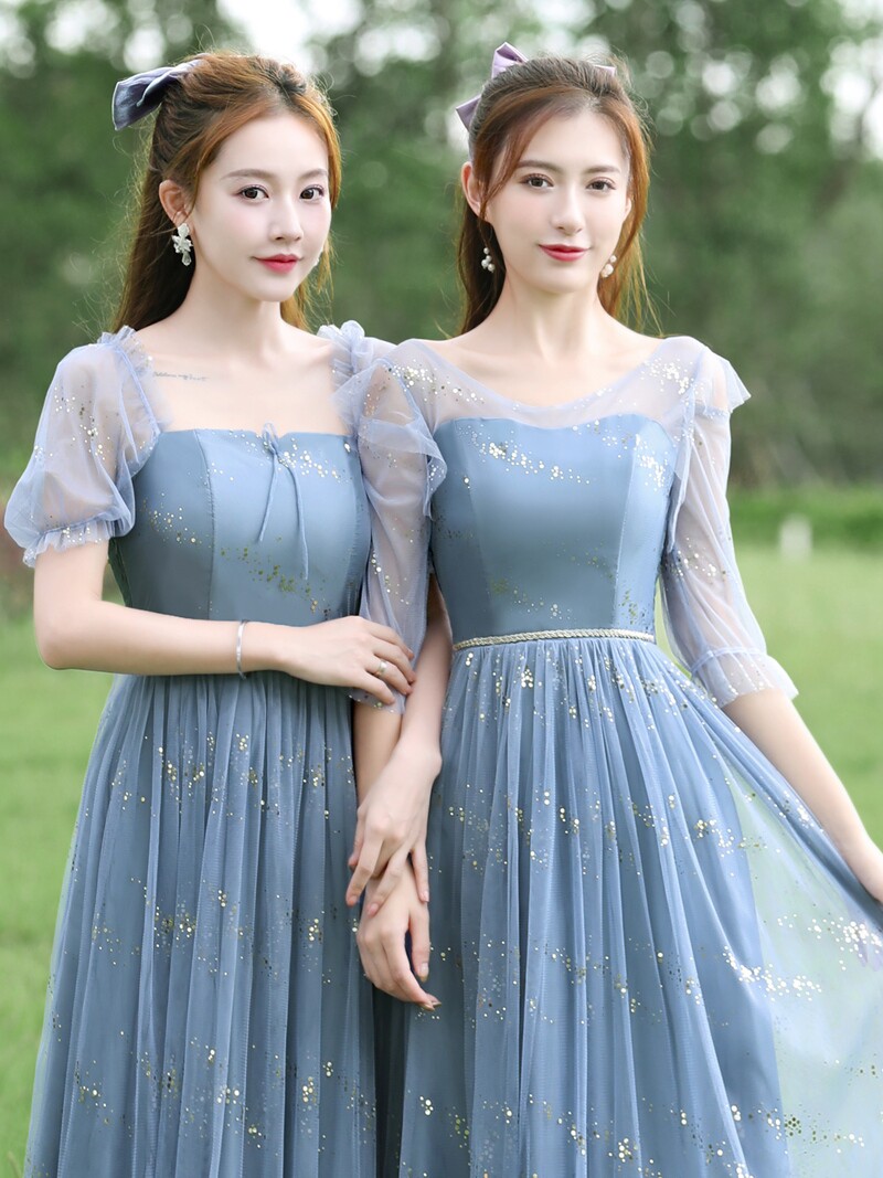 伴娘服女2024新款轻奢亮片高级修身显瘦姐妹裙主持表演合唱礼服裙