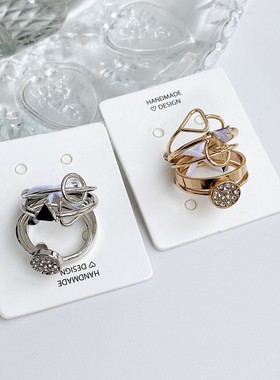 青岛欧美外贸饰品 个性新潮小众高级感多款戒指指环套装组