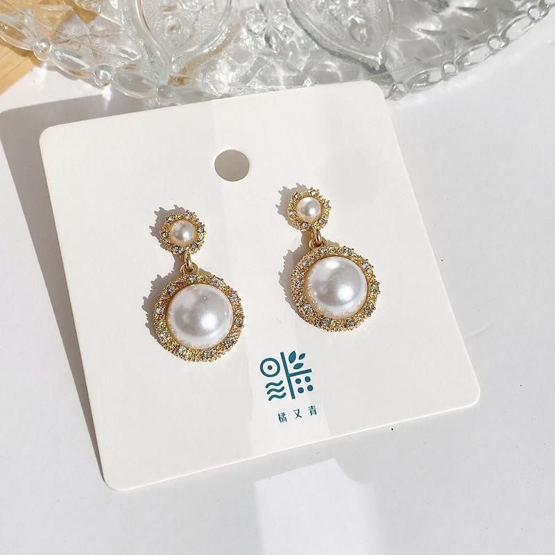 S925银针法式珍珠复古耳环吊坠镶钻精致浪漫高级感名媛气质耳钉,淘宝优惠券,粉丝福利购,淘宝优惠卷