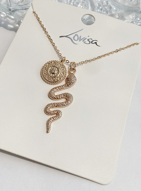 欧美复古蛇形吊坠镂空链条项链简约复古风个性简约蛇形合金项链