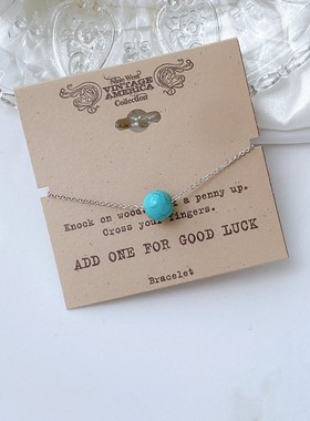 欧美外贸饰品 个性简约圆珠天然幸运绿松石古法轻奢原单手链