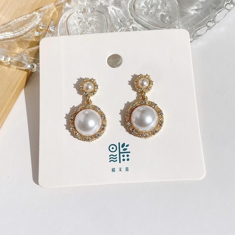 S925银针法式珍珠复古耳环吊坠镶钻精致浪漫高级感名媛气质耳钉,淘宝优惠券,粉丝福利购,淘宝优惠卷