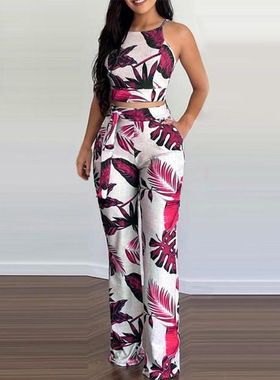 Urban casual printed women's pants set 休闲印花女装裤套装