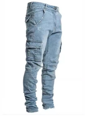 Stretch jeans men's side pocket tight jeans 小脚紧身牛仔裤