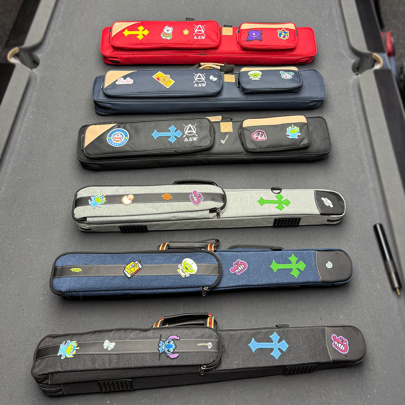 台球杆包九球大头杆包刺绣徽章桌球杆袋软包时尚冲打跳1/2器材套 - 图1