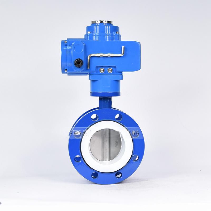 D941F-10/16Q电动球墨铸铁四氟法兰蝶阀DN40-900软密封中线切断阀 - 图0