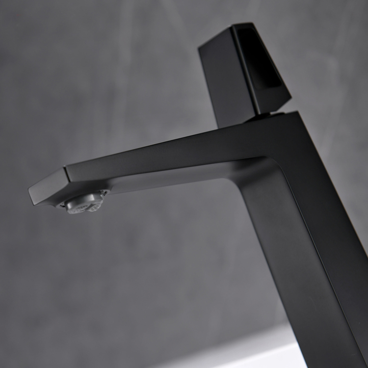 创意黑色全铜面盆龙头卫生间冷热水龙头家用台上盆洗手盆单孔龙头 - 图1