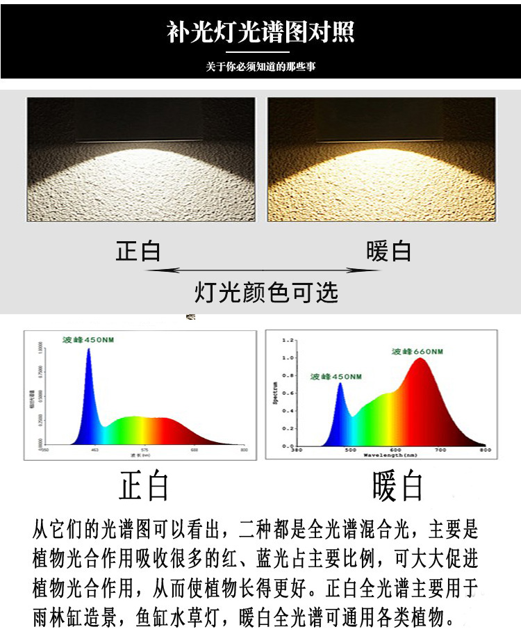 全光谱led植物墙生长补光合作用灯绿植墙工程专用轨道天花筒射灯 - 图2