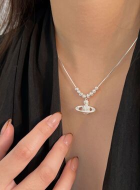 S925纯银土星锁骨链女简约百搭