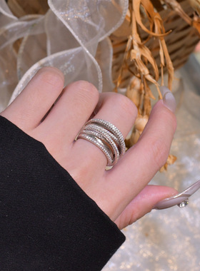 S925纯银多层缠绕戒指女款轻奢小众精致指环配饰送女友生日礼物
