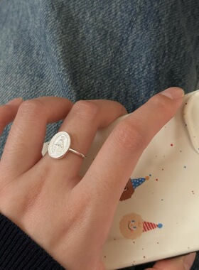S925纯银女王牌开口戒指冷淡风
