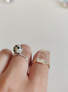 可爱清新琉璃糖果珍珠戒指可调节