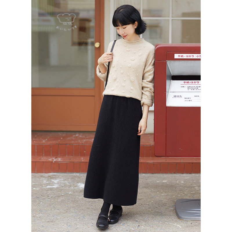 忘城M1176座/朵朵白云/23冬新品100%山羊绒卷边领提花套头毛衣女,淘宝优惠券,粉丝福利购,淘宝优惠卷