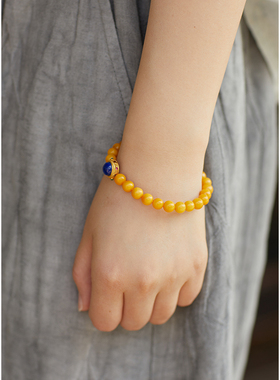 忘城X-219座/宫墙序/新款原创设计7MM天然老蜜蜡圆珠手串蜜蜡手链