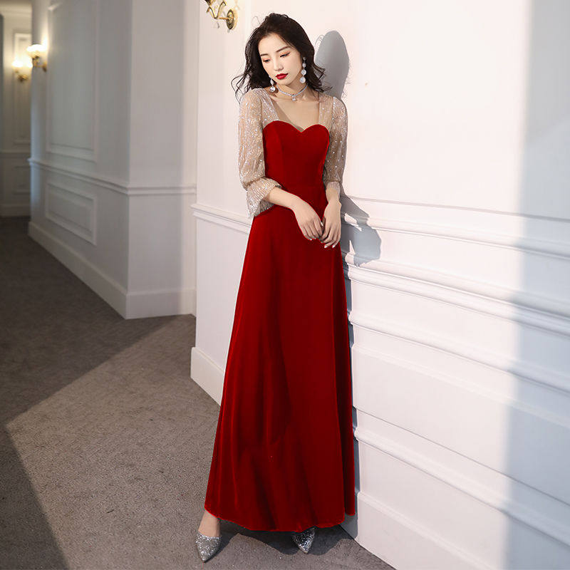 晚礼服女2025新款平时可穿名媛高端优雅洋装连衣裙长款敬酒服秋_虎窝淘
