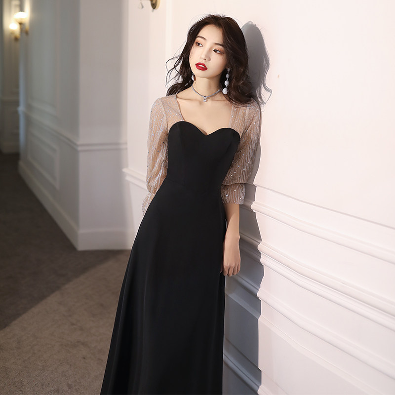 晚礼服女2025新款平时可穿名媛高端优雅洋装连衣裙长款敬酒服秋_虎窝淘
