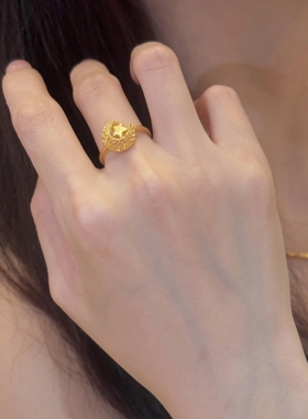 金包银星月织梦戒指月亮星星指环小众设计轻奢高级感少女心礼物