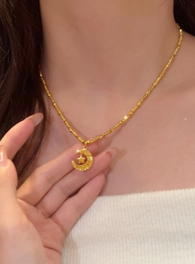 金包银星月织梦项链女星星月亮吊坠甜美精致氛围感显白高颜值挂坠