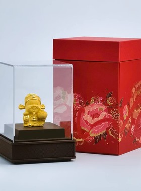 精铸足金五路财神爷国潮风饰品黄金工艺摆件财神礼品送朋友礼物