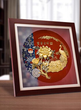 足金金箔大展鸿图办公室马到成功居家装饰摆设送朋友乔迁商务礼品