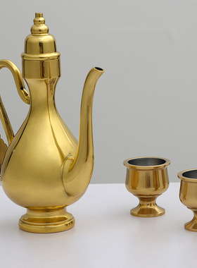 铜黄酒壶青铜酒壶复古家用酒杯仿古铜器创意婚庆白酒具礼品摆件