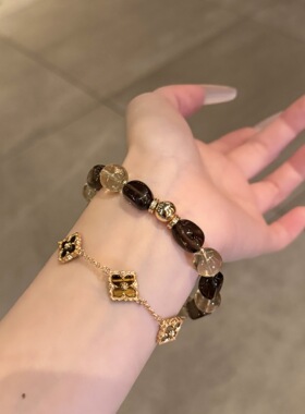 天然柠檬晶茶晶随形串珠手串招财吸金简约高级感水晶手链送礼物