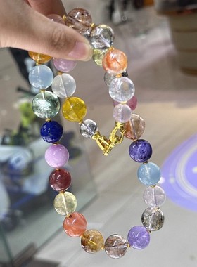 朱珠同款精品水晶多宝圆珠款项链七彩绚丽饰品礼物送女友闺蜜