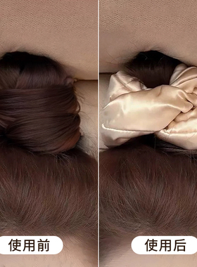 枕头睡眠大肠发圈加棉填充缎面真丝丸子头发圈女高级感盘发橡皮筋