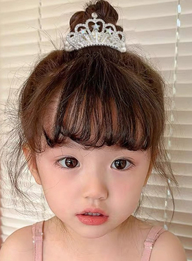 儿童珠珠皇冠丸子头盘发神器女童发扣后脑勺马尾发夹发卡公主头饰