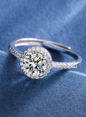 S925莫桑石1克拉超闪求婚戒指