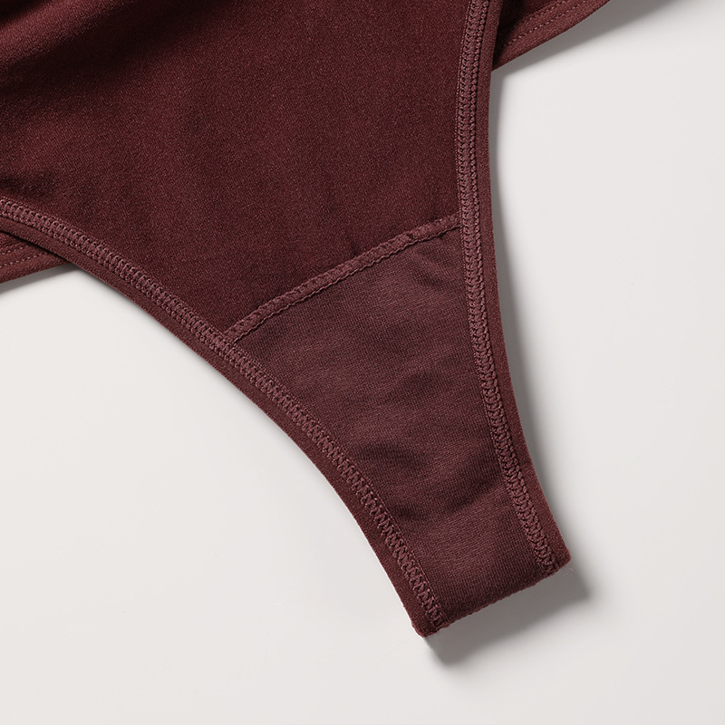 高腰收腹无缝纯棉裆抗菌透气丁字裤女柔软透气欧美大码瑜伽T裤 - 图3