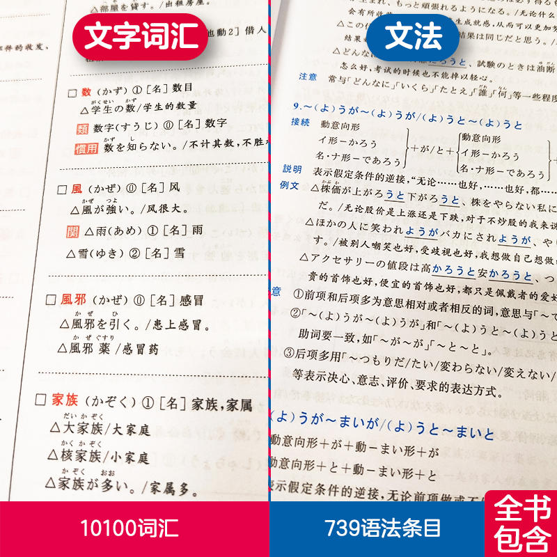 【新华正版】日语红蓝宝书1000题文字词汇文法N5N4N3N2N1新日本语能力考试橙宝书绿宝书搭配历年真题试卷单词语法红蓝宝书NI-N5-图0