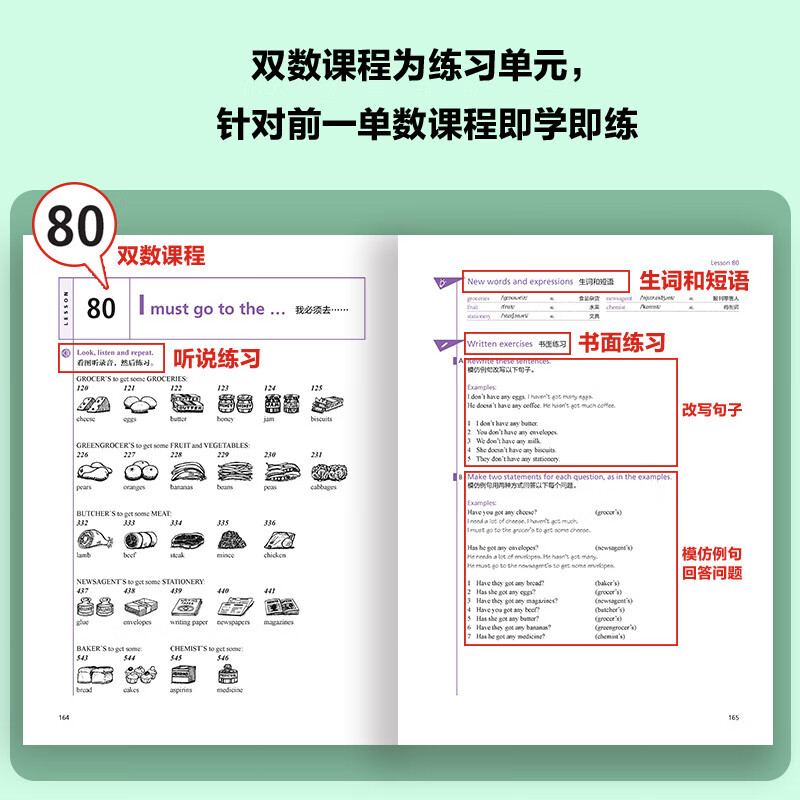 新概念英语1智慧版(教材学生用书+练习册+词汇大全+语法手册)全套教材新版新概念英语一课一练第一册英语教材英语零基础入门外研社 - 图3