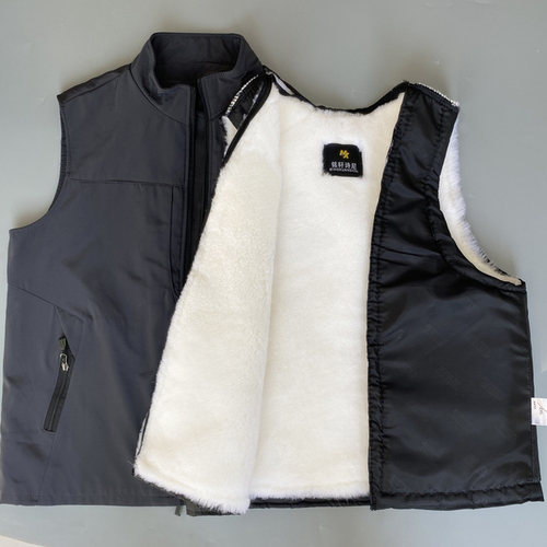 秋冬季羊毛马甲男真毛皮毛一体坎肩爸爸装中老年加厚背心马夹保暖 - 图1