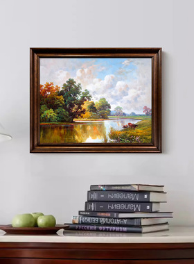 u作手工油画风景画玄关客厅挂画风景画中古风装饰画古典美式欧式
