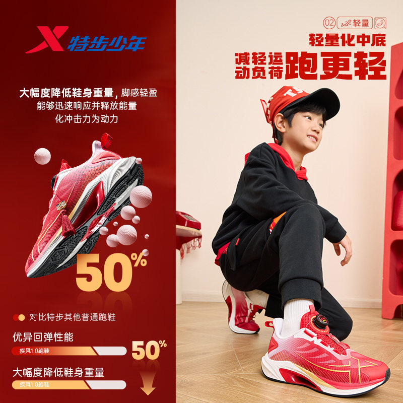 福燈贺岁|疾风特步童鞋男童运动鞋新年款青少年体考训练鞋跑步鞋,淘宝优惠券,粉丝福利购,淘宝优惠卷