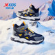 Xtep boys' shoes, plus velvet shoes, winter cotton shoes, leather shoes, children's medium and large children's high-top warm casual sports shoes