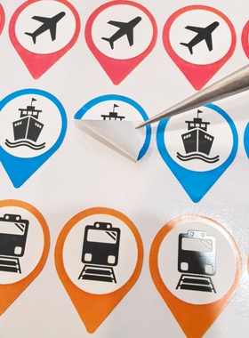 地图标记贴纸不干胶交通工具标注