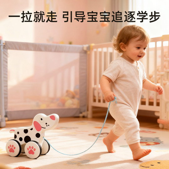 Mingta children's pull rope toy baby pull rope small trailer towing baby stroller birthday gift